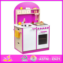 Nueva cocina de madera barata 2014 para los niños, juego de cocina preescolar del juego para los niños, juego moderno de la cocina de la comodidad para el bebé W10c065